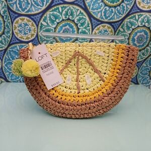 LOFT Lemon Slice Woven Clutch NWT